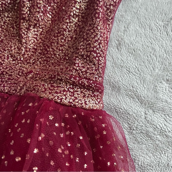 NWT Lulus Ballerina Dream Skater Tutu Dress Glitter Burgundy Gold XL - Picture 7 of 17